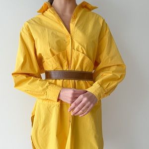 Vintage Yellow cotton shirt dress/coverup
